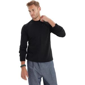 Trendyol Slim Fit trui effen opstaande kraag trainingspak heren, zwart, M, zwart.