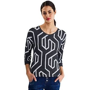 Street One Dames 3/4 mouw T-shirt Deep Blue Melange, 40, Diepblauwe mix.
