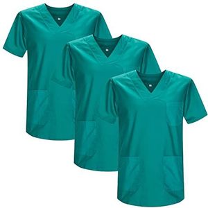 Misemiya - 3 stuks - Casaca-gezondheidsshirt, uniseks, gezondheidsshirt, medisch uniform, ref. 817 x 3, groen 21, L, groen 21