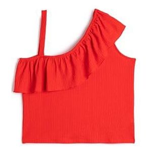 Koton Blouse One Shoulder Ruffle Strappy Detail Textured Blouse Girls's, Rood (401)