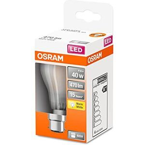 OSRAM LED Star LED gloeilamp, gematteerd, B22D-fitting, warm wit (2700 K), vervangingsset voor 40 W, 6 stuks