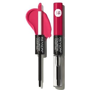 Revlon Colorstay Overtime lippenstift, dubbelzijdig, langhoudend, vloeibaar, met transparante lipgloss, met vitamine E in rood/koraalrood (480)