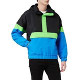 Urban Classics Heren Windbreaker 3-kleurig Neon Mix Pullover Over Jacket Jacket, meerkleurig (Black/Cobaltblue 02376), L EU, meerkleurig (Black/Cobaltblue 02376)