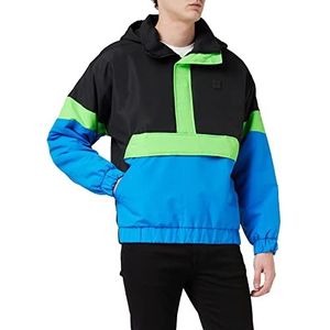 Urban Classics Heren Windbreaker 3-kleurig Neon Mix Pullover Over Jacket Jacket, meerkleurig (Black/Cobaltblue 02376), L EU, meerkleurig (Black/Cobaltblue 02376)