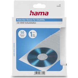 Hama Beschermhoezen (voor CD/DVDs/Blu-Ray, smal design, kunststof hoes, 50 stuks) transparant