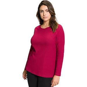 Ulla Popken, Dames-T-shirt, grote maat, klassiek, rood, 52-54 / oversized, Rood