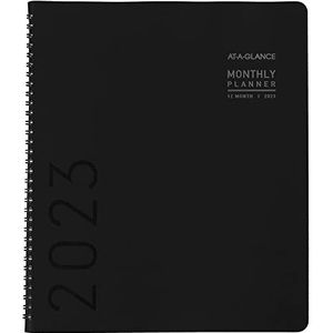 AT-A-GLANCE Maandelijkse agenda 2023, 22,9 x 27,9 cm, groot, maandelijkse tabbladen, tas, kunstleer, hedendaags, zwart (70260X05)
