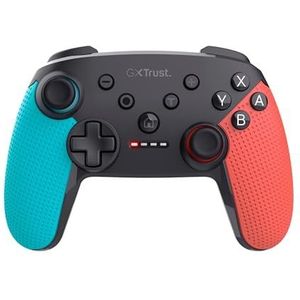 Trust GXT 1246B Muta Draadloze Switch-controller met Bluetooth, dubbele trillingen, bewegingssensor, turbo-knop en schermopname, 15 uur speeltijd, voor Nintendo Switch, Lite, OLED, blauw/rood