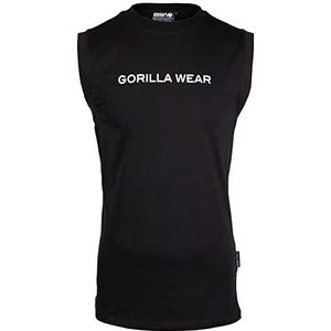 Gorilla Wear - Mouwloos Sorrento T-shirt, zwart, bodybuilding, sport, dagelijks gebruik, vrije tijd, met lichte, comfortabele logoprint voor optimale beweging, van katoen en elastaan, zwart.