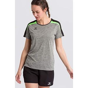 Erima Liga Line 2.0 T-shirt voor dames, grijs melange / zwart / gecko groen