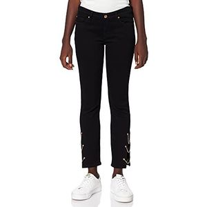 7 For All Mankind The Skinny Crop Slim Illusion Fame with Chains On Hem Jeans, zwart.