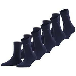 ESPRIT Solid 5 stuks ademende biologische katoenen sokken versterkt extra zacht op de huid effen platte teennaad voor dagelijks gebruik en werk multipack pak van 5 paar, Blauw (Navy 6120)
