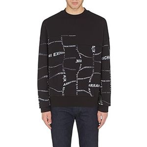 Armani Exchange Sweatshirt met ronde hals van biologisch katoen voor heren, zwart, XS, zwart.