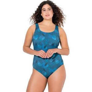 Ulla Popken Badeanzug Alice, Softline, Blattfeuerwerk Eendelig badpak voor dames, Fir Groen