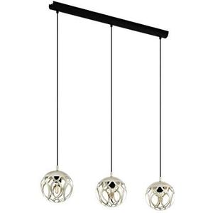 EGLO Mirtazza Hanglamp, 3 lichtpunten, vintage, landelijke stijl, hanglamp van staal in champagne, zwart, voor eettafel en woonkamer, met E27-fitting, lengte: 88 cm