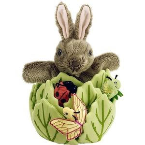 The Puppet Company - Hide Away Puppets – pop Rabbit in A Lettuce met 3 Mini Beasts Hand Puppet