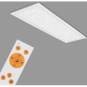BRILONER - Platte led-plafondlamp met sterrenhemel, instelbaar van warm wit tot koud wit, afstandsbediening, led-lamp, led-plafondlamp, woonkamerlamp, led-paneel, 100 x 25 x 6,5 cm, wit