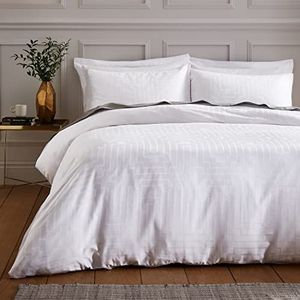 Bianca Fine Linens Bedding jacquard satijnen beddengoedset met dekbedovertrek en kussenslopen wit