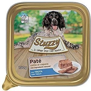 Stuzzy, natvoer voor volwassen honden met de smaak van rundvlees, paté en vlees in stukken - totaal 3,3 kg (22 bakken van 150 G)