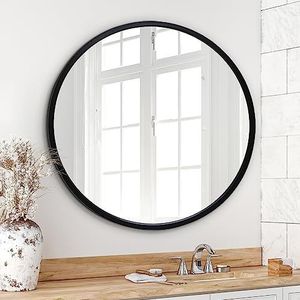 Americanflat 81,3 cm grote ronde spiegel, rond, voor badkamer, slaapkamer, entree, woonkamer, grote ronde spiegel, moderne spiegel, voor wanddecoratie, zwart