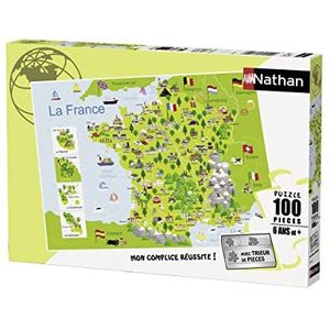 Nathan - Kinderpuzzel – puzzel 100 P – kaart van Frankrijk – vanaf 6 jaar – 86732