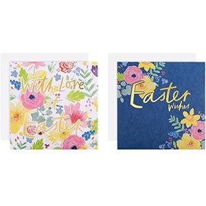 Hallmark 10 stuks paaskaarten met 2 bloemenmotieven ECM25566913 kleurrijk