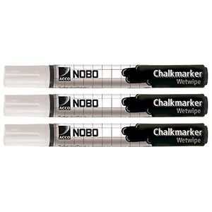 Nobo 34438398 Markers, uitwisbaar, wit, 3 stuks