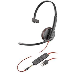 Plantronics Blackwire 3200 Mono USB en 3,5 mm smartphone zwart bedrade hoofdtelefoon