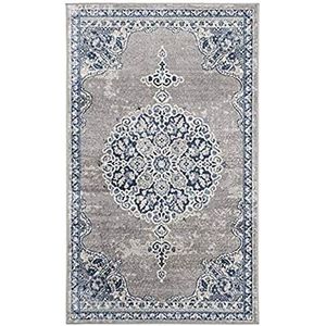 Safavieh Brentwood BNT867 Traditioneel tapijt, geweven, rechthoekig, 91 x 152 cm, lichtgrijs / blauw