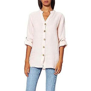 Bonateks, Button-down blouse met Tunesische kraag en lange mouwen om vast te klikken, maat 36, Amerikaanse maat: M, satijn - Made in Italy
