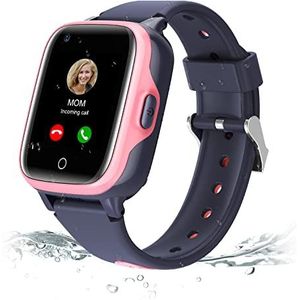 Birgus 4G Smartwatch voor kinderen, GPS met waterdichte positie, real-time video-oproepbericht, wifi, stappenteller, SOS, anti-verlies, onderwijs voor jonge kinderen, voor jongens en meisjes, zwart.