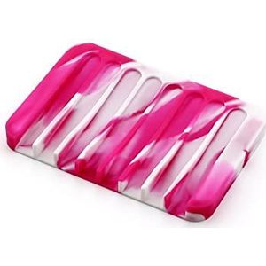IXCVBNGHS Siliconen zeepbakje voor de badkamer, afdruiprek, houdt stukjes zeep droog en gemakkelijk te reinigen (camouflage roze wit), klein formaat