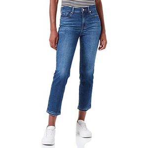 7 For All Mankind The Straight Crop Slim Illusion With Let Down Hem damesjeans, Donkerblauw