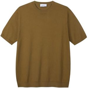 Diana Studio, Gebreid T-shirt voor heren, 100% katoen, korte mouwen, losse pasvorm, groen/militair, S, Groen / Militair