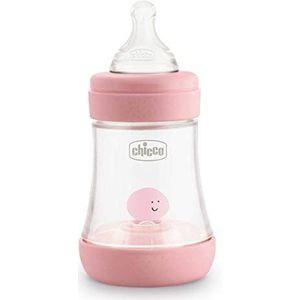 Chicco Perfect 5 anti-koliek flesjes met zuignap van silicone voor 0+ maanden, biofunctioneel intuiflow-systeem, roze, 150 ml