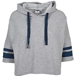 Urban Classics Dames Taped Short Sleeve Hoody Sweatshirt met capuchon, grijs (grijs/marineblauw 01199), M Vrouwen, grijs (grijs/marineblauw 01199)