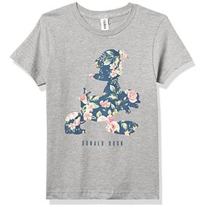 Disney Donald Duck Floral Fill Silhouette T-shirt voor jongens, grijs gemêleerd, Athletic XS, Athletic grijs gemêleerd