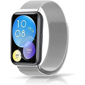 ZoRoll Armband compatibel met Huawei Watch Fit 2, roestvrij staal metaal magnetische reserveband compatibel met Huawei Watch Fit 2 - zilver
