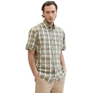 TOM TAILOR 1040458 Herenhemd (1 stuk), 35373 - olijf meerkleurig geruit