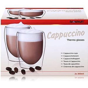 Scanpart dubbelwandige koffieglazen 300 ml - Cappuccino - koffieglasglas dubbelwandig - 2 stuks