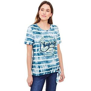 Cecil B319383 Gestreept T-shirt met korte mouwen voor dames, Blauwgroen