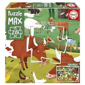 Educa - Max kinderpuzzel met grappige afbeelding van boerderijdieren. 28 grote stukken, gemakkelijk te hanteren en aan te passen. Ideaal voor montage op de grond (19955)