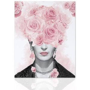 Declea Moderne foto in roze en model elegante kwaliteitsdruk, decoratieve print voor woonkamer met handgemaakte houten lijst