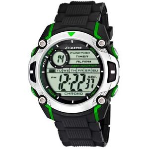 Calypso Watches - K5577/3 – jongenshorloge – kwarts – digitaal – alarm / stopwatch / verlichting – armband van rubber zwart, zwart/zwart, riem