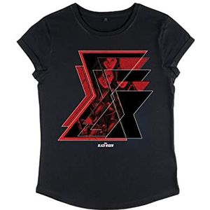Marvel Black Widow-Multiple Logos damesshirt met lange mouwen, zwart.