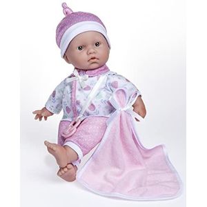 JC TOYS - De pop La Baby 28 cm heeft een zacht en wasbaar lichaam, een deken en een fopspeen, bloemenroze, ontworpen in Spanje, 12 maanden