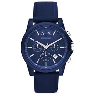 Armani Exchange chronograaf horloge voor heren, siliconen horloge, kastgrootte 44 mm, Blauw, Horloge