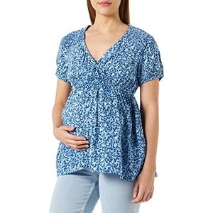 MAMALICIOUS Mldee Tess Wo S/S Top 2F A. Damesblouse, Aop azuurblauw: Aop bloem