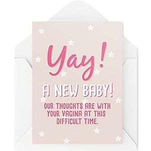 Grappige kaarten voor pasgeborenen – zwangerschapskaart – Thoughts are with Your Vagina – Friend Joke – cadeau voor de geboorte van zwangere vrouwen, CBH461