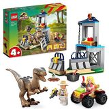 LEGO 76957 Jurassic Park Velociraptor Escape speelgoed met dinosaurus voor jongens, meisjes, kinderen vanaf 4 jaar, spel met dino-figuur, all-terrain auto en 2 minifiguren